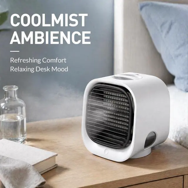 Alt view image 7 of 7 - Portable Conditioner - NEW Air Ac, 90-Second Cooling, Energy Efficient & Ultra-Quiet with 3 Speeds & Night Light for Bedrooms, Apartments, Offices, Dorm Rooms (Pink)