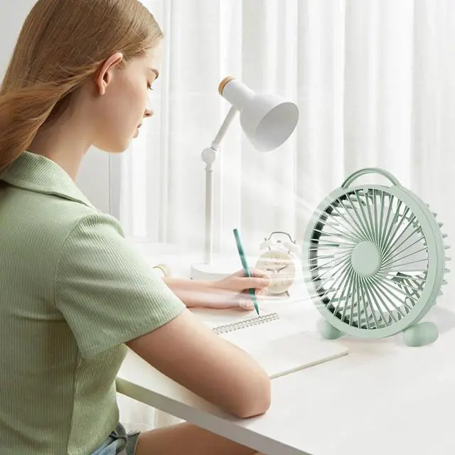 Alt view image 5 of 5 - USB Small Fan for Desk, Portable Personal Quiet Table Top Fan,Plug In Power Mini Fans,Strong Airflow,Powerful Room Fans for Office Outdoor Bedroom Travel Home