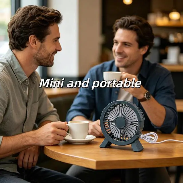 Alt view image 4 of 5 - Quiet USB Desk Fan, 24dB Low Noise Mini Portable Fan, Strong Airflow with Simulated Natural Breeze, Brushless Motor, Sturdy Base with Anti-Slip Pad, for Office Home Bedroom