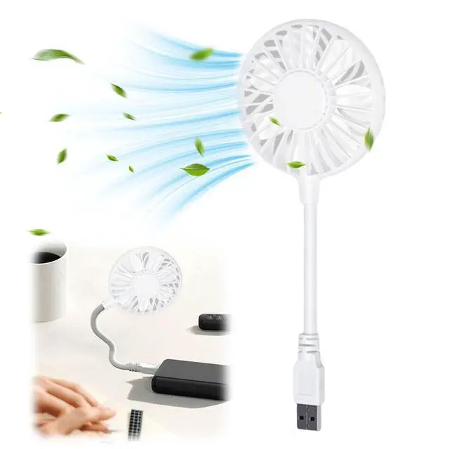 Alt view image 2 of 7 - Mini USB Fan 360 Degree Adjustable Small Personal Fan for Power Bank Laptop PC for Home Office Car Outdoor Travel Summer Gifts (White)