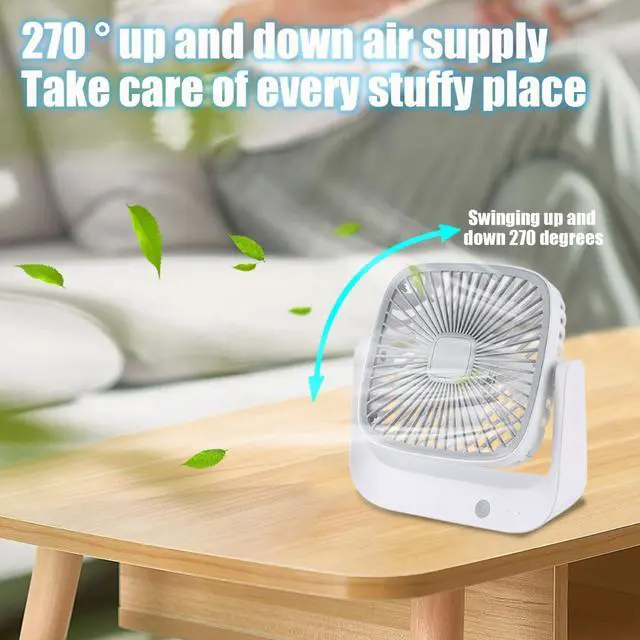 Alt view image 4 of 7 - Summer Desk Fan with 3 Speed, 6.3 Inch Portable Small Fan Low Noise, 270 Degree Rotating Fans for Bedroom, Long Lasting USB Fans for Home Office Dorm