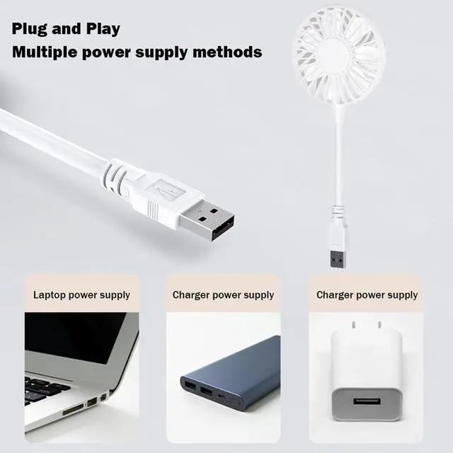 Alt view image 6 of 7 - Mini USB Fan 360 Degree Adjustable Small Personal Fan for Power Bank Laptop PC for Home Office Car Outdoor Travel Summer Gifts (White)