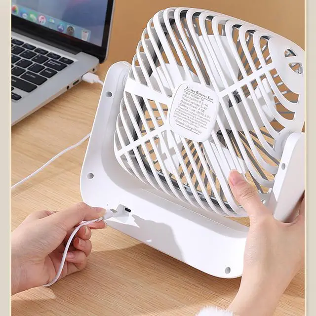 Alt view image 6 of 7 - Summer Desk Fan with 3 Speed, 6.3 Inch Portable Small Fan Low Noise, 270 Degree Rotating Fans for Bedroom, Long Lasting USB Fans for Home Office Dorm