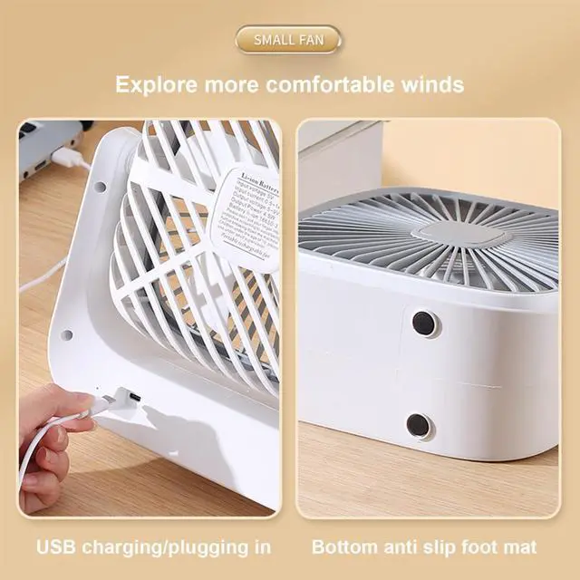 Alt view image 7 of 7 - Summer Desk Fan with 3 Speed, 6.3 Inch Portable Small Fan Low Noise, 270 Degree Rotating Fans for Bedroom, Long Lasting USB Fans for Home Office Dorm