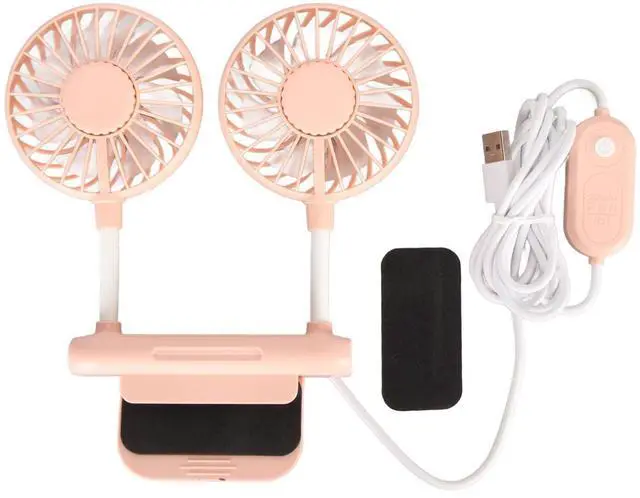 Alt view image 5 of 7 - Noiseless Clip On Fan 2 Heads USB Powered, 3 Speeds | Space Saving Monitor Fan for Desktop Laptop Home Office (Pink)