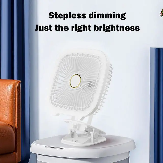 Alt view image 6 of 7 - Small Desk Fan | 4 in 1 Silent USB Table Fan - Foldable Mini Clip with LED Light for Desktop Outdoor Light Bed Night