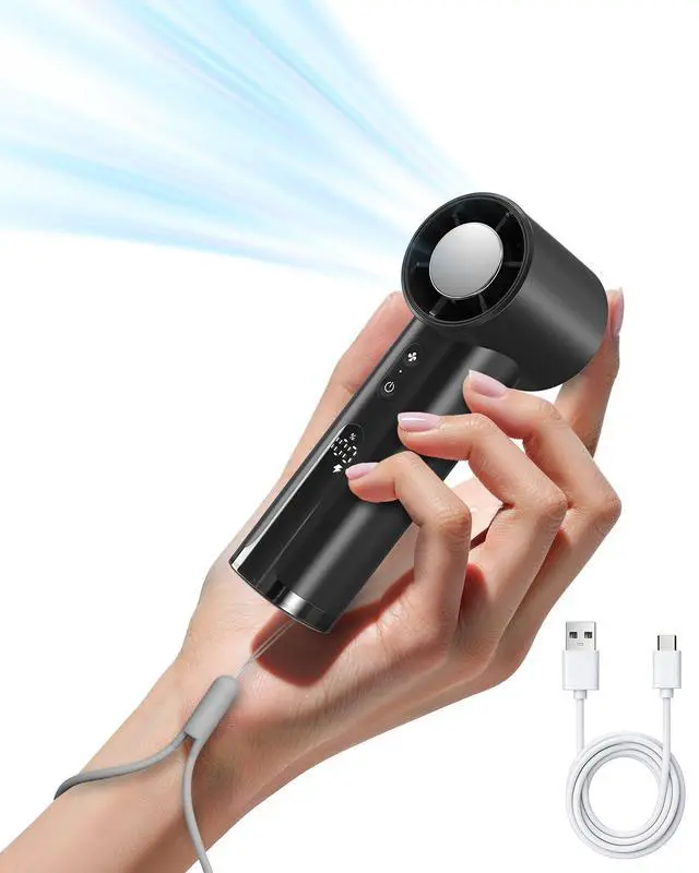 Main image of Portable Handheld Fan, Turbo Power 18800 RPM Fast Charge Digital Display 100 Speeds Adjustable, Mini Pocket Design Birthday Gifts for Women Men Travel Cruise Camping Outdoor, Black