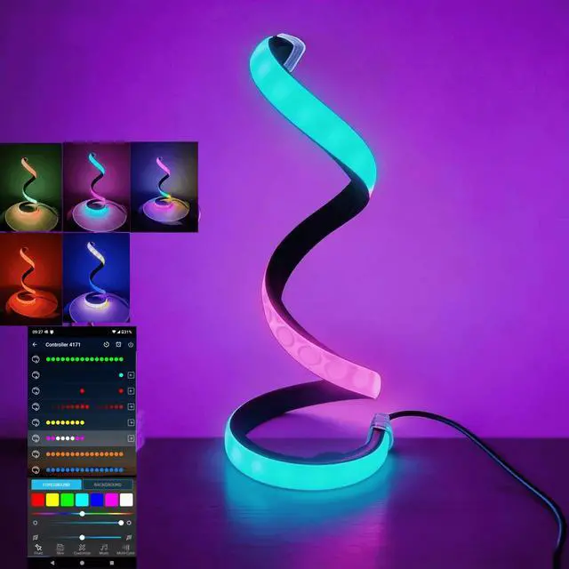 Main image of Modern RGB Spiral Table Lamp,Cool night lights,Portable USB Powered lamp