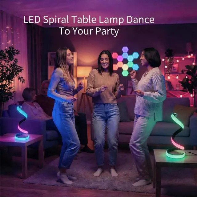 Alt view image 5 of 7 - Modern RGB Spiral Table Lamp,Cool night lights,Portable USB Powered lamp