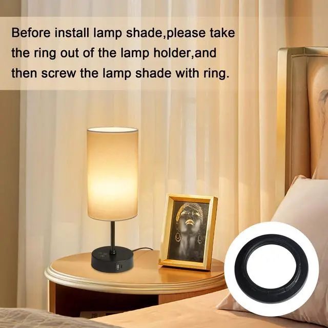 Alt view image 5 of 7 - Table Lamp,3 CCT 3000K/4500K/6500K & RGB Color Changing,Stepless Dimmable Touch Control Bedside Lamp for Reading,Ambience Nightstand Light for Home Decor Party,White Shade