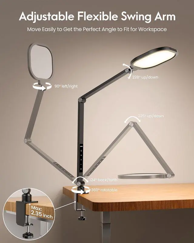 Alt view image 3 of 7 - Zoom Lighting for Computer, Desk Ring Light with C-Clamp for Video Conference Lighting, Dimmable Light for Video Recording, Meeting, Video Calls, Adjustable Swing Arm, Remote, Memory & Timer CRI >95