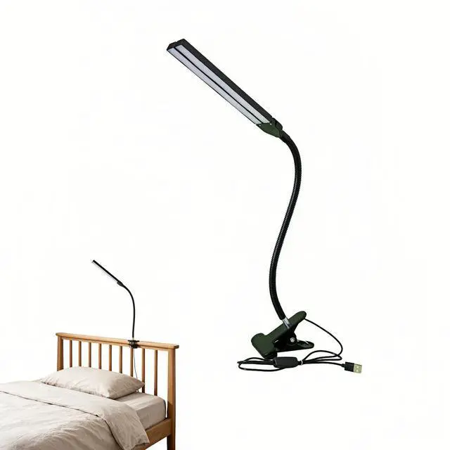 Main image of LED Clip on Reading Light, USB Desk Lamp with 32 LED Eye Protection, 360° Flexible Arm, Dimmable Clamp Light for Bed Headboard Home Office Study 7W Black