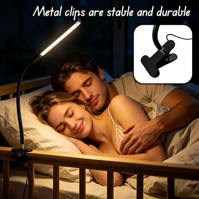 Alt view image 5 of 7 - LED Clip on Reading Light, USB Desk Lamp with 32 LED Eye Protection, 360° Flexible Arm, Dimmable Clamp Light for Bed Headboard Home Office Study 7W Black
