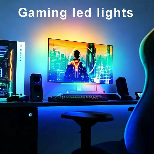Alt view image 2 of 6 - Under Monitor RGB Light Bar, 12 Inch USB Powered RGB Gaming Light Bar with APP Control, Music Sync LED Monitor Backlight, 5V 2A Ambient Desk Light for PC, Gaming Setup, TV, Desktop
