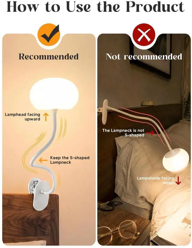 Alt view image 7 of 7 - Clip on Lamp, 10 RGB Colors+10 Brightness Clip on Desk Lamp for Dorm Lamp