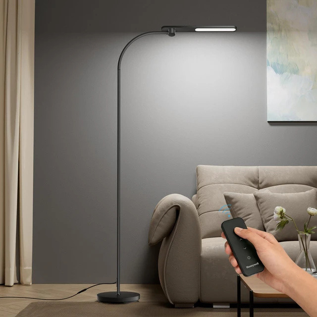 Main image of LED Floor Lamp for Reading, CRI97 Full Spectrum Gooseneck Floor Lamp with Remote, Eye-Caring Dimmable Standing Task Light, 3 Color Temperatures, 77.5" Tall for Living Room Bedroom Office