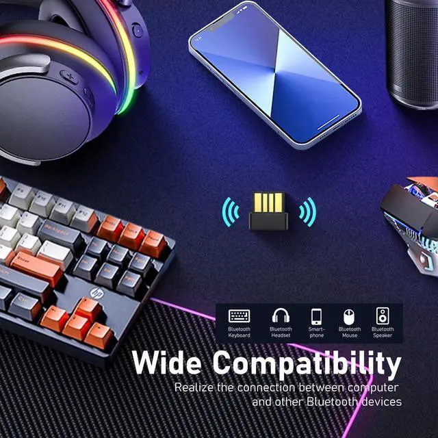 Alt view image 4 of 6 - USB Wireless 5.3 Adapter for Desktop Computers, True Plug and Play Mini Wireless Dongle Receiver and Transmitter for Laptops, Headphones, Keyboards, Mice, Speakers, Windows11/10/8.1