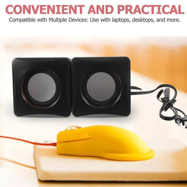 Alt view image 7 of 7 - Mini USB Computer Speakers Wired Desktop Audio Speakers Portable Multimedia Sound System for PC Laptop Music Player USB Powered for Home Office
