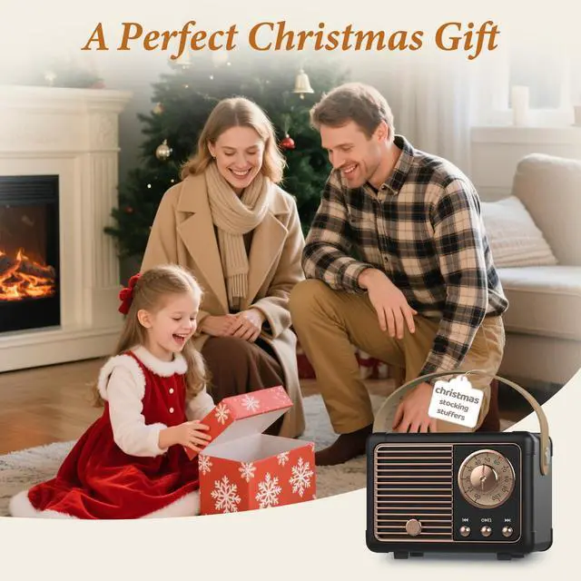 Alt view image 2 of 7 - J-999 Retro Bluetooth Speaker,Vintage Decor,Mini Wireless Bluetooth Speaker,Cute Old Fashion Style Support USB/TF Card/AUX for Kitchen Desk Bedroom Office Party Outdoor(Black)