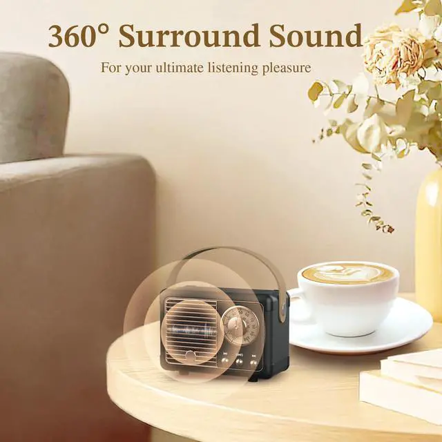 Alt view image 3 of 7 - J-999 Retro Bluetooth Speaker,Vintage Decor,Mini Wireless Bluetooth Speaker,Cute Old Fashion Style Support USB/TF Card/AUX for Kitchen Desk Bedroom Office Party Outdoor(Black)