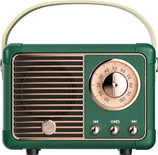 Main image of Retro Bluetooth Speaker, Small Bluetooth Speaker Wireless for Indoor Outdoor, Vintage Home Office Decor, Perfect for Party Desk Kitchen Hiking Beach Travel, Gift Ideas Green
