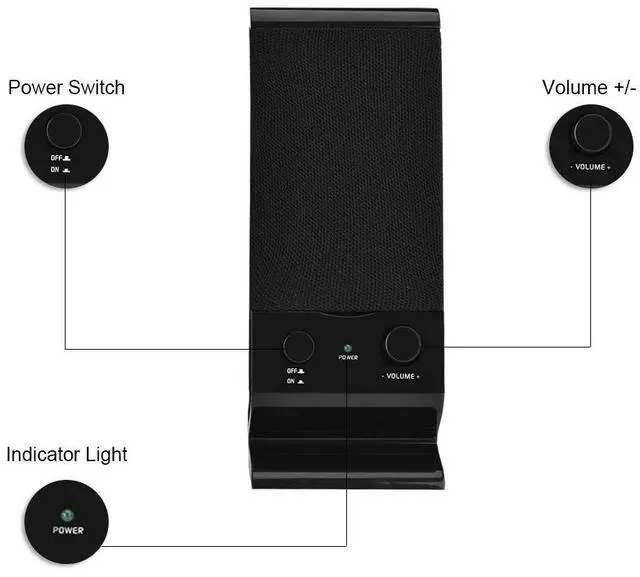 Alt view image 3 of 6 - Computer Speakers,Wired Speakers for PC Desktop Laptop Tablet Smartphones,Mini USB 2.0 Speaker Subwoofer