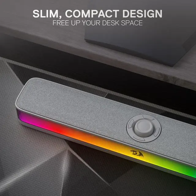 Alt view image 6 of 7 - GS515 RGB Desktop Soundbar, 2.0 Channel Stereo Computer Speakers for Desktop with BT 5.3, USB-C/USB Powered, Gray