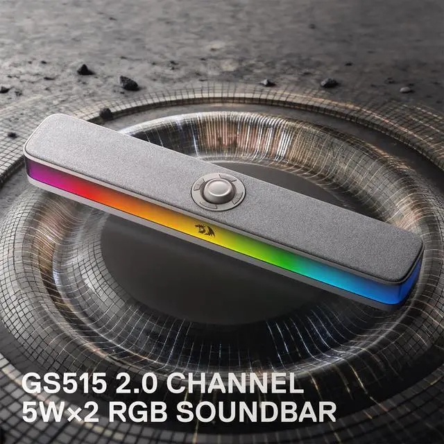 Alt view image 7 of 7 - GS515 RGB Desktop Soundbar, 2.0 Channel Stereo Computer Speakers for Desktop with BT 5.3, USB-C/USB Powered, Gray