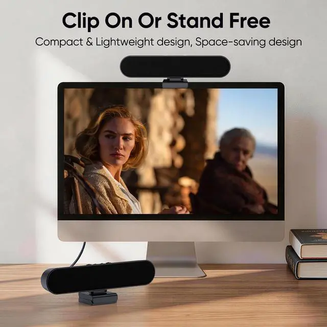 Alt view image 2 of 6 - Computer Speakers for Desktop PC Monitor, USB Wired Computer Sound Bar with Clip, Plug and Play Laptop Speaker for PC Mac Tablet, Loud Sound, USB A to USB C, Easily Clamps to Monitors