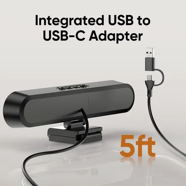 Alt view image 5 of 6 - Computer Speakers for Desktop PC Monitor, USB Wired Computer Sound Bar with Clip, Plug and Play Laptop Speaker for PC Mac Tablet, Loud Sound, USB A to USB C, Easily Clamps to Monitors