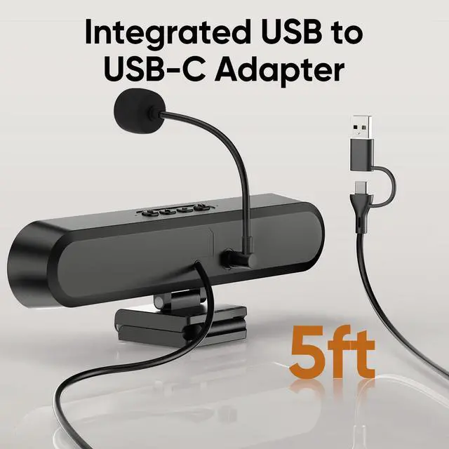 Alt view image 6 of 7 - Computer Speakers with Microphone for Desktop PC, USB Wired Clip On Computer Sound Bar, Plug-n-Play Laptop Speaker w/Mic for Meeting/Gaming/Learning, Clear Audio, Easily Clamps to Monitors