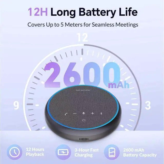 Alt view image 6 of 7 - Conference Speakerphone, 3 AI Mics 360 Voice Pickup, Smart Noise Cancelling, Portable Speaker for Video Calls, Home Office & Small Team Meetings