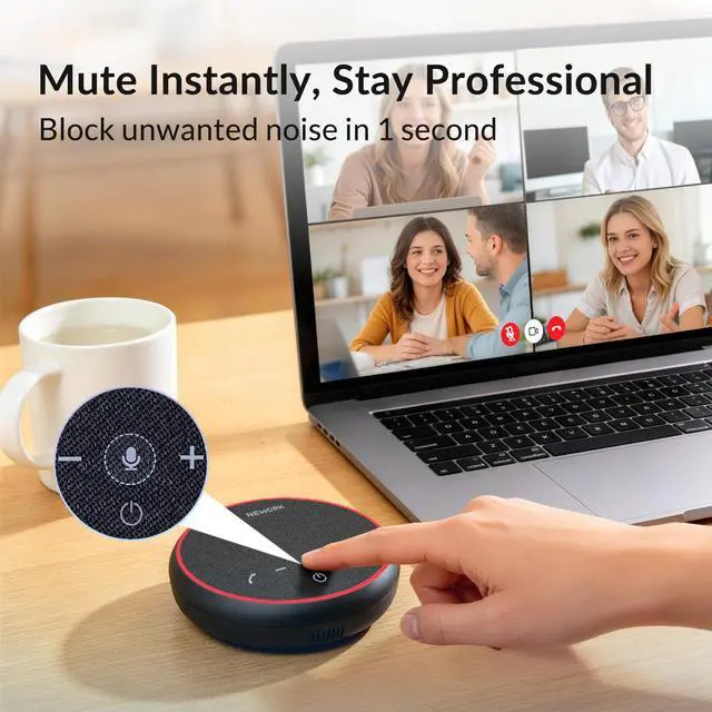Alt view image 4 of 7 - Conference Speakerphone, 3 AI Mics 360 Voice Pickup, Smart Noise Cancelling, Portable Speaker for Video Calls, Home Office & Small Team Meetings