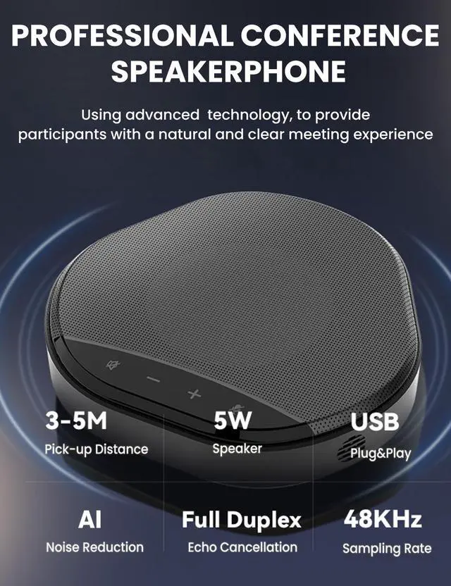 Alt view image 2 of 7 - Conference Speaker and Microphone for Home Office and Meeting Room
