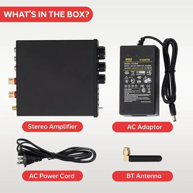 Alt view image 7 of 7 - 2.1 CH Wireless Stereo Power Amplifier - 200W Bluetooth Mini Amp with USB Player, RCA Input, Subwoofer Output, Bass and Treble Control, Compact Audio Streaming Amp