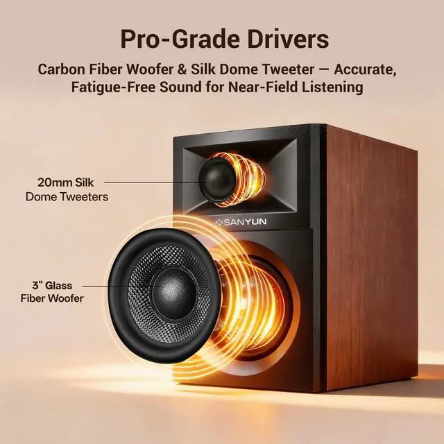 Alt view image 4 of 7 - SW203 3" 2.0 Computer Speakers, Fixed 3D Audio Field with Triple-DSP