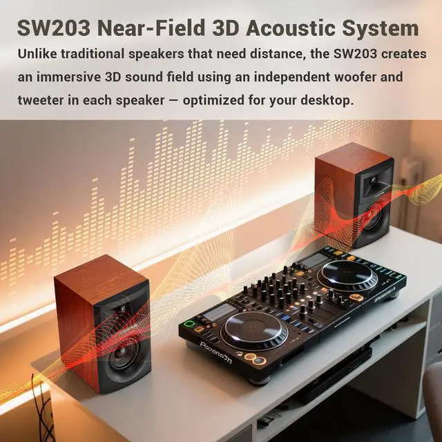 Alt view image 5 of 7 - SW203 3" 2.0 Computer Speakers, Fixed 3D Audio Field with Triple-DSP