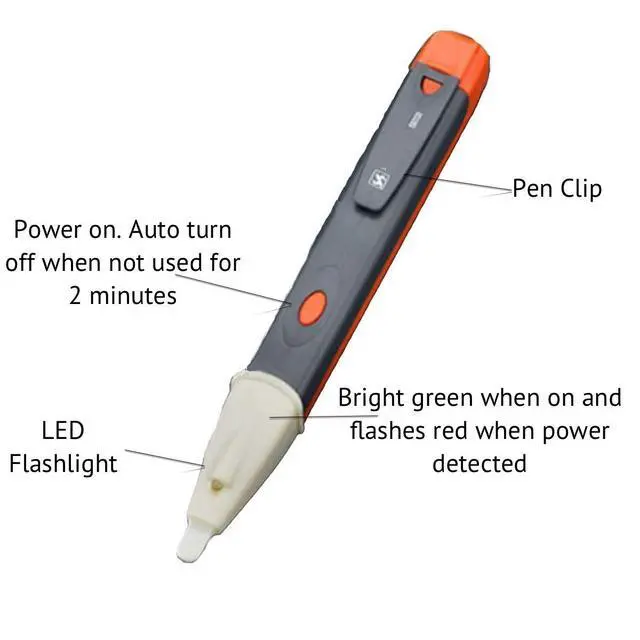 Alt view image 2 of 4 - Harden Pro Non Contact Voltage Detector - Flashlight Tip - Electrical Volt Detector Pen for 60V -1000V - Auto Shutdown - LED Light/Buzzer Alarm - Batteries Included
