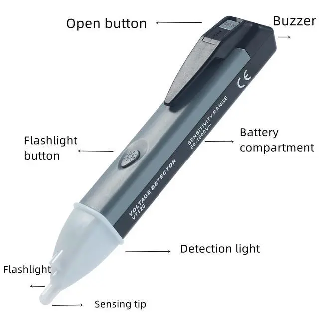 Alt view image 2 of 6 - Non-Contact Voltage Tester Tools,LED Flashlight,Buzzer Alarm,AC Voltage Detector Pen,Test Range 60V - 1000V for Live/Null Wire Judgment
