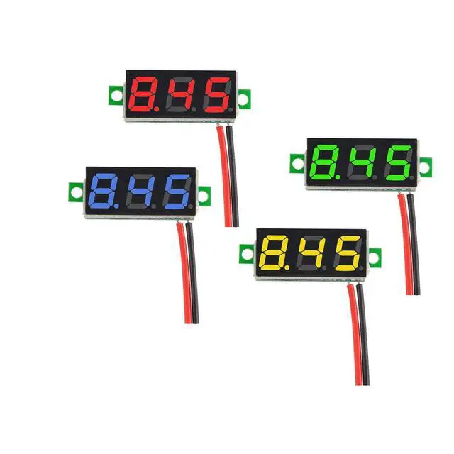 Alt view image 2 of 4 - 8pcs DC Voltage Display Mini Digital Voltmeter - 0.28" 2 Wire DC 2.5V-30V Blue/Yellow/Red/Green LED Voltage Readout Tester