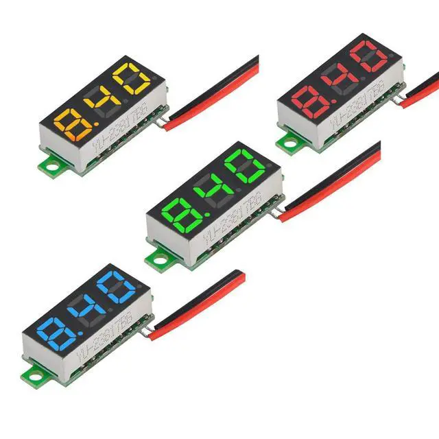 Alt view image 3 of 4 - 8pcs DC Voltage Display Mini Digital Voltmeter - 0.28" 2 Wire DC 2.5V-30V Blue/Yellow/Red/Green LED Voltage Readout Tester