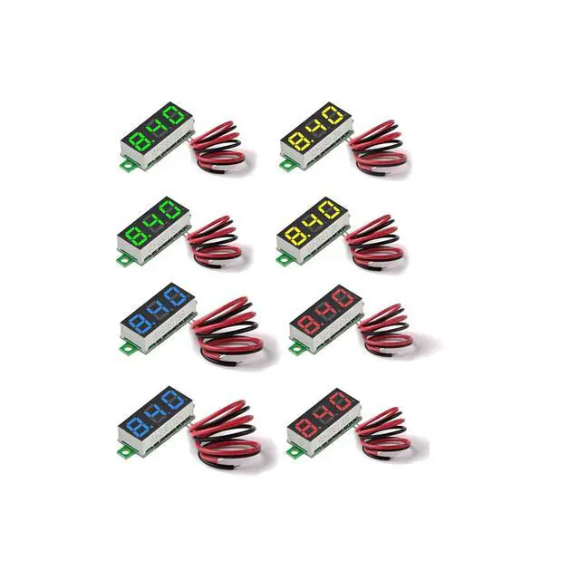 Alt view image 4 of 4 - 8pcs DC Voltage Display Mini Digital Voltmeter - 0.28" 2 Wire DC 2.5V-30V Blue/Yellow/Red/Green LED Voltage Readout Tester
