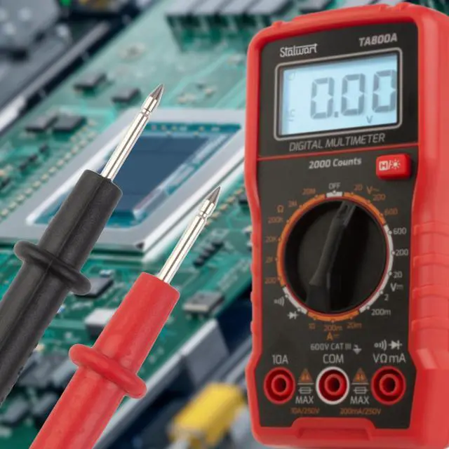 Alt view image 6 of 7 - Multimeter Voltage Tester - Digital Volt Meter with Backlit Display and Needle Probes for AC/DC Voltage, DC Current, and Wire Continuity by