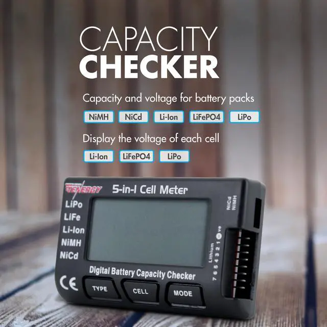 Alt view image 3 of 7 - 5-in-1 Battery Meter, Intelligent Cell Meter Digital Battery Checker/Balancer for LiPo / LiFePO4 / Li-ion/NiCd/NiMH Battery Packs