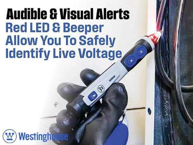 Alt view image 2 of 6 - Dual Range Non-Contact Voltage Tester with Pen, Flashlight, & Worklight, 12V-1000V AC, IP67 Dust & Waterproof, Audible and Flashing LED Alarms, Pocket Clip, CAT IV Rating