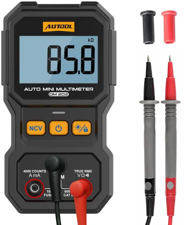 Main image of DM202 Mini Digital Multimeter, Auto-Ranging 4000 Counts True RMS NCV Non-Contact Voltage Tester, 600V AC/DC Voltmeter with Backlight, Automotive Electrical Diagnostic Tool