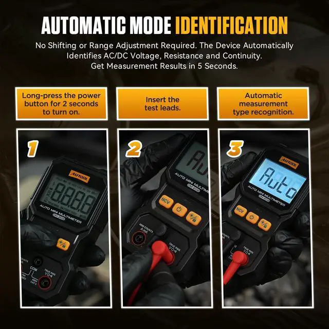 Alt view image 3 of 7 - DM202 Mini Digital Multimeter, Auto-Ranging 4000 Counts True RMS NCV Non-Contact Voltage Tester, 600V AC/DC Voltmeter with Backlight, Automotive Electrical Diagnostic Tool