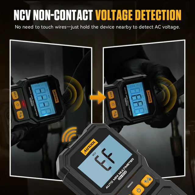 Alt view image 4 of 7 - DM202 Mini Digital Multimeter, Auto-Ranging 4000 Counts True RMS NCV Non-Contact Voltage Tester, 600V AC/DC Voltmeter with Backlight, Automotive Electrical Diagnostic Tool