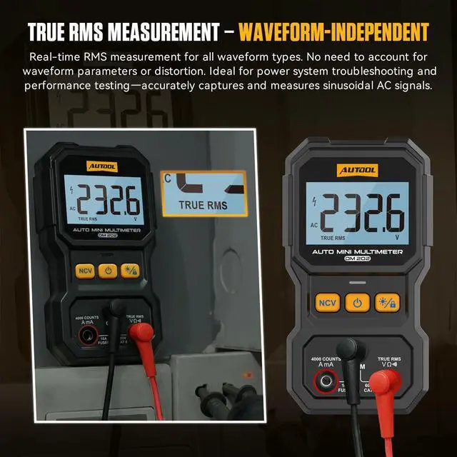 Alt view image 5 of 7 - DM202 Mini Digital Multimeter, Auto-Ranging 4000 Counts True RMS NCV Non-Contact Voltage Tester, 600V AC/DC Voltmeter with Backlight, Automotive Electrical Diagnostic Tool