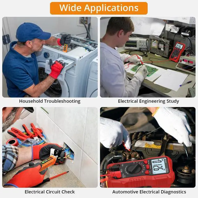 Alt view image 5 of 6 - 12-1000V Non-Contact Voltage Detector Pen and 2000 Counts Digital Multimeter for Live/Null Wire Distinguish, NCV AC/DC Voltage Current Resistance Capacitance Frequency Measuring